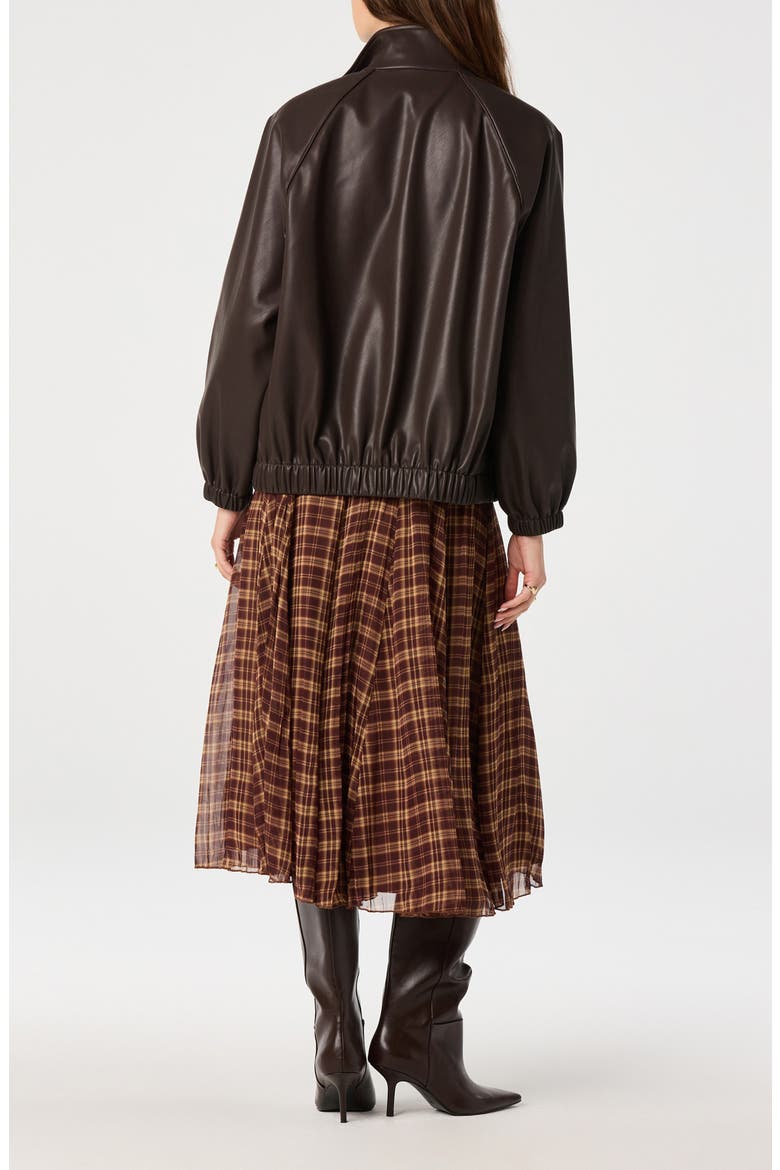 Fiori Plaid Skirt, Alternate, color, BROWN PLAID