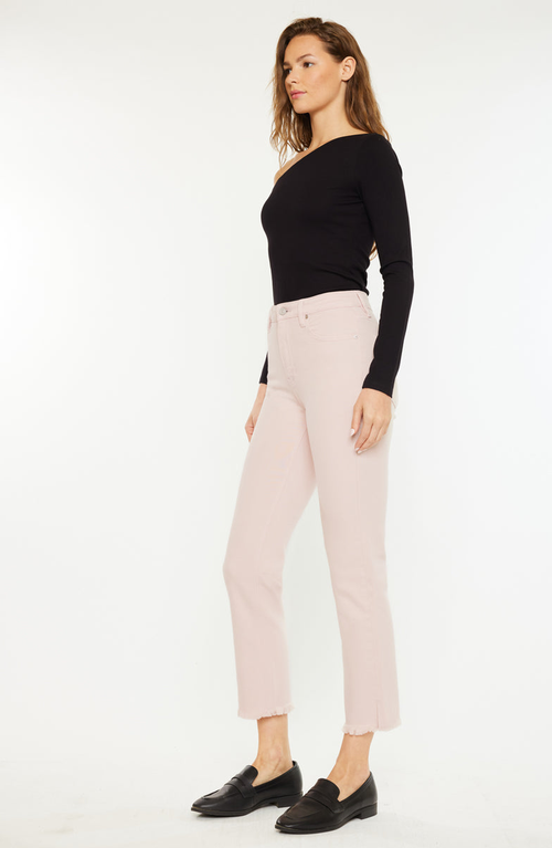 Kancan Tiana High Rise Slim Straight Jeans In Pink