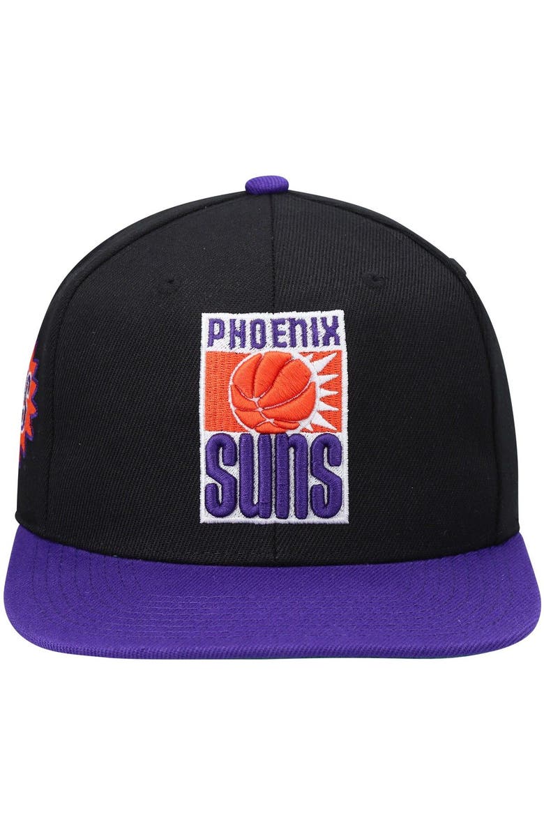 Mitchell & Ness Men's Mitchell & Ness Black/Purple Phoenix Suns Hardwood Classics Snapback Hat, Alternate, color, 