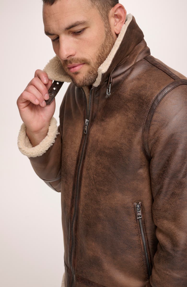 Calvin Klein Faux Suede & Faux Shearling Jacket, Alternate, color, Brown