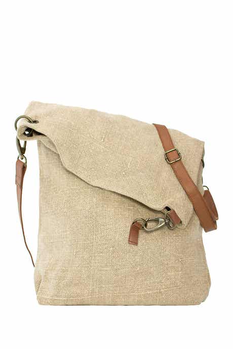 VINTAGE ADDICTION Foldover Jute Crossbody Bag