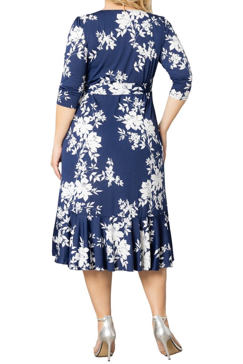 Flirty Flounce Wrap Dress, Alternate, color, NAVY FLORAL PRINT