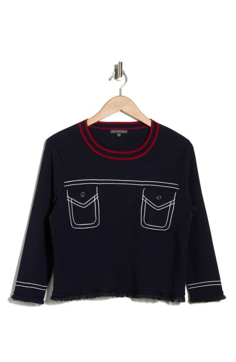 Contrast Top Stitch Sweater
