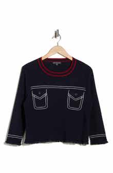 Adrianna Papell Contrast Top Stitch Sweater