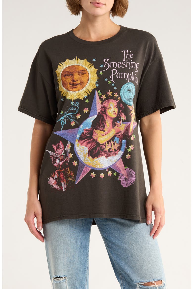 The Smashing Pumpkins Celestial Graphic T-Shirt, Main, color, BLACK PIGMENT DYE