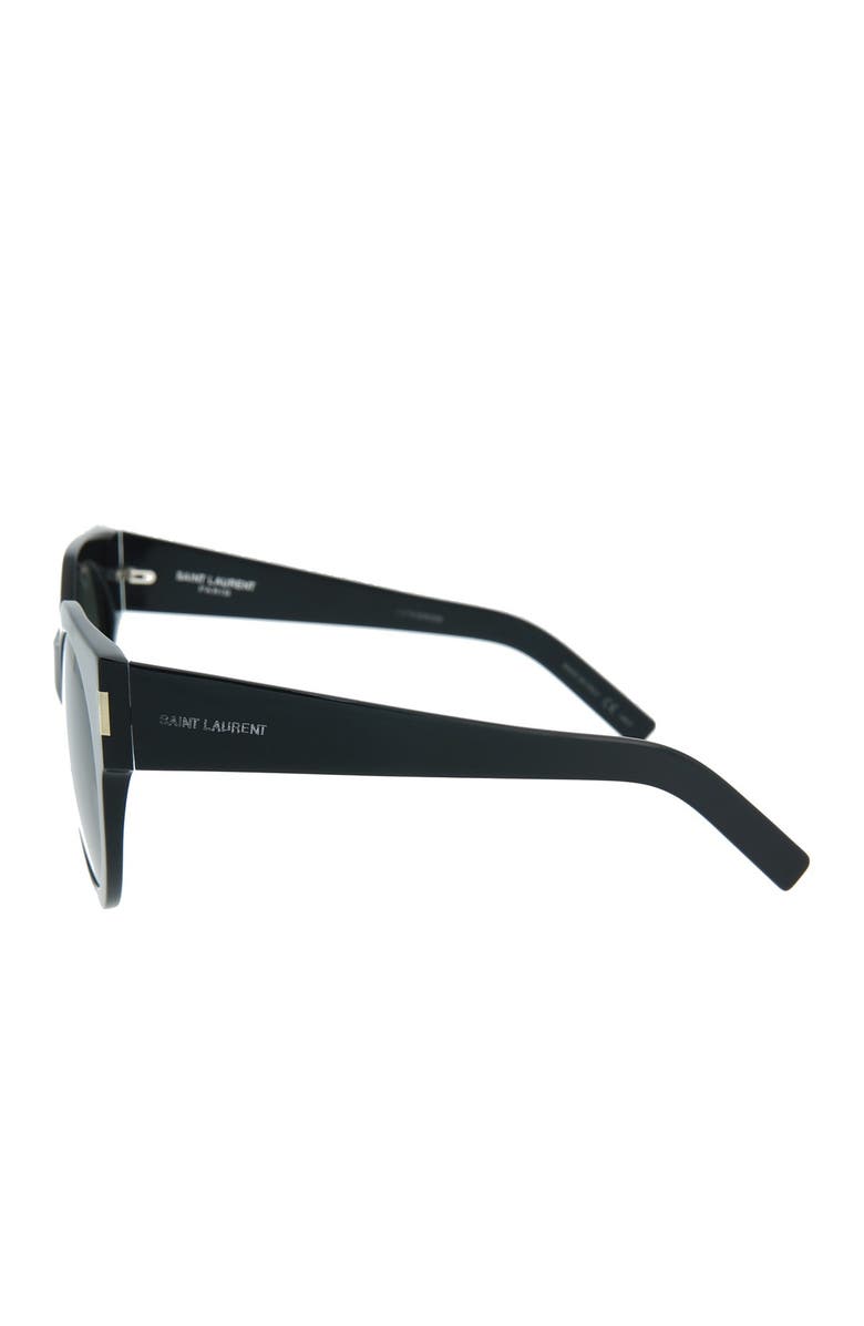 Saint Laurent 52mm Round Sunglasses, Alternate, color, Shiny Black