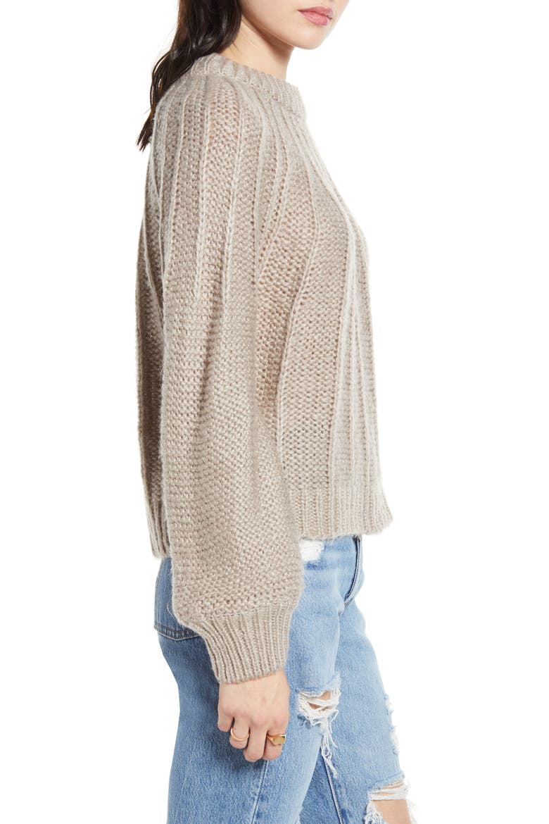 Seam Detail Crop Sweater, Alternate, color, MOCHA