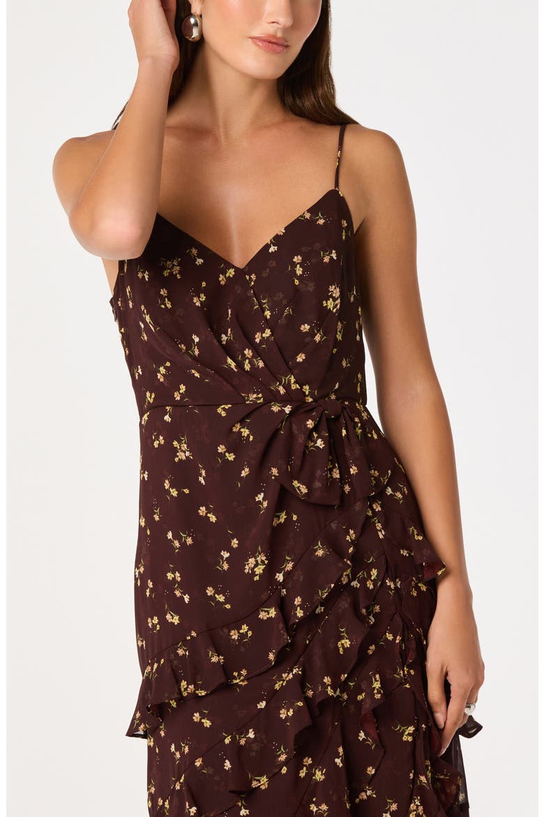 Abriella Ruffle Maxi Dress, Alternate, color, BROWN FLORAL