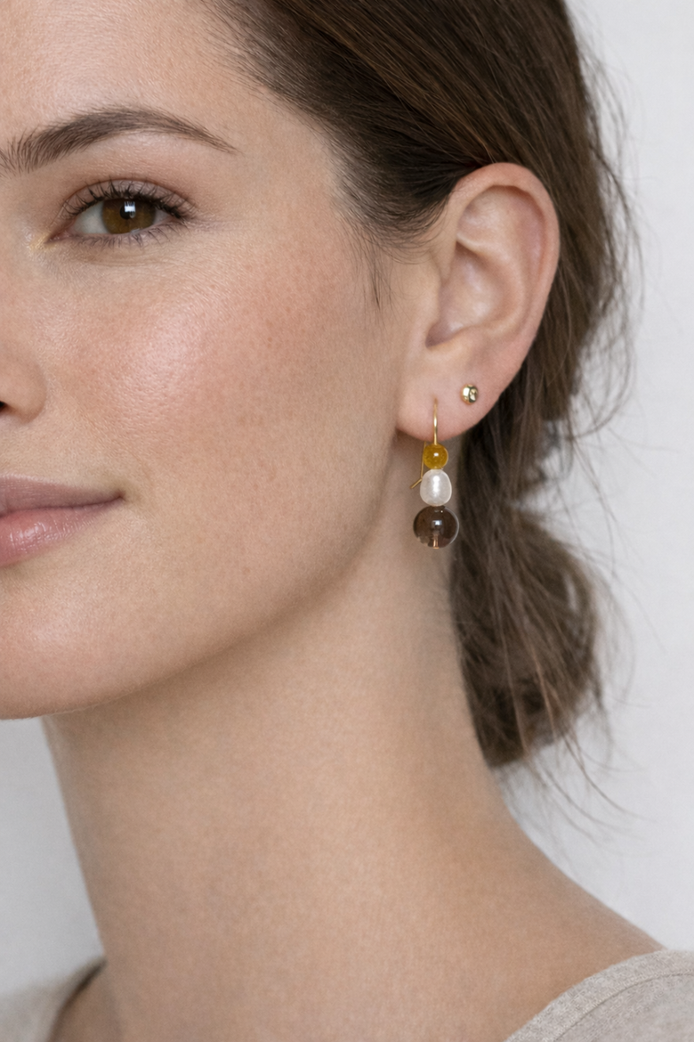 Slate and Pearl Earrings, Alternate, color, 14k Gold Fill