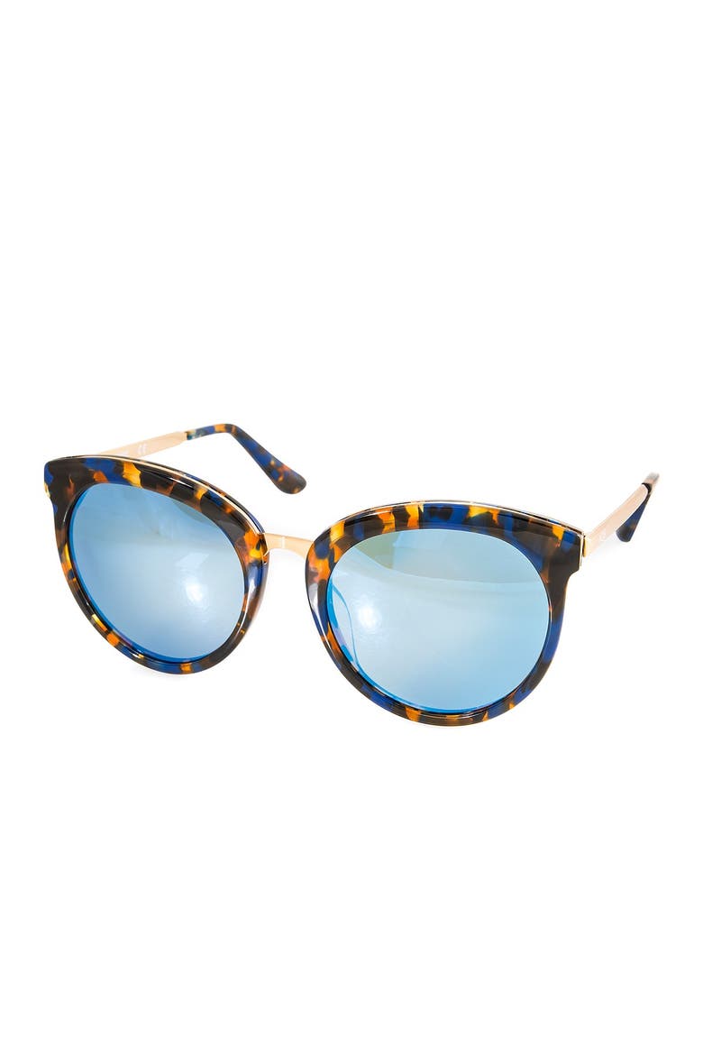 Poppy 54mm Round Sunglasses, Main, color, ORANGE-BLUE-BLACK-GOLD