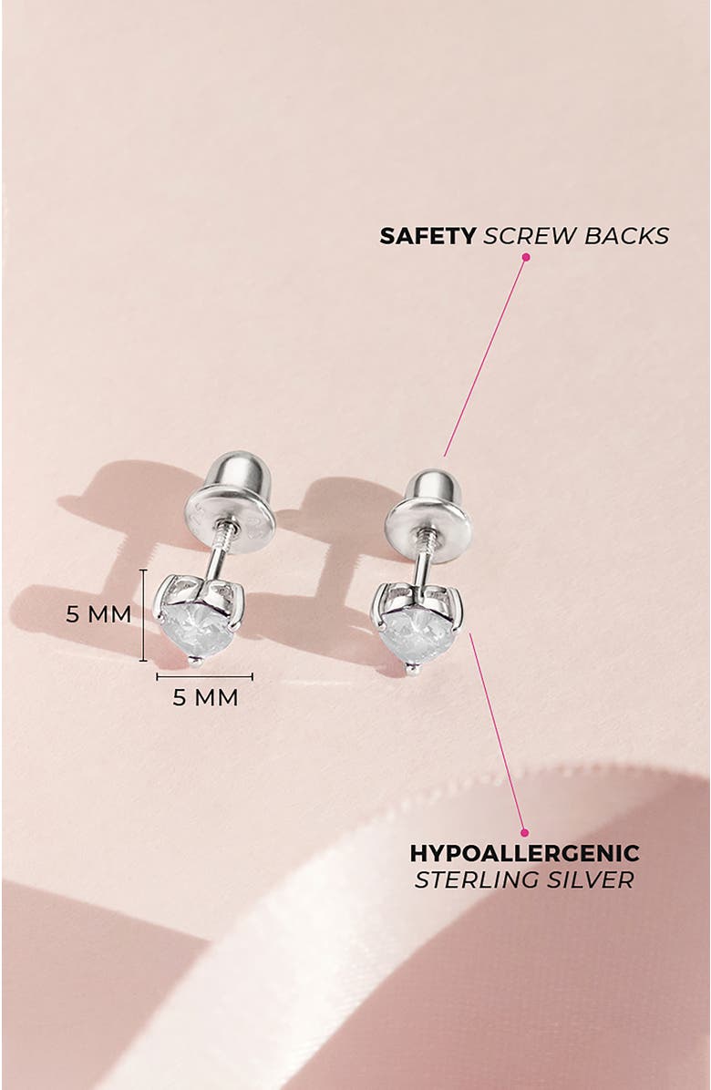 In Season Jewelry Cubic Zirconia Birthstone Heart Solitaire Earrings, Alternate, color, April