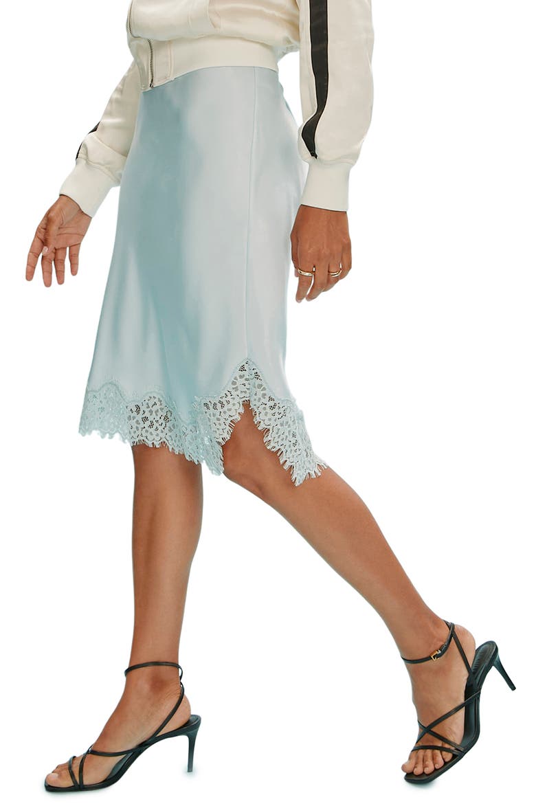 Effortless Lace Trim Slip Skirt, Alternate, color, BLUE AURA