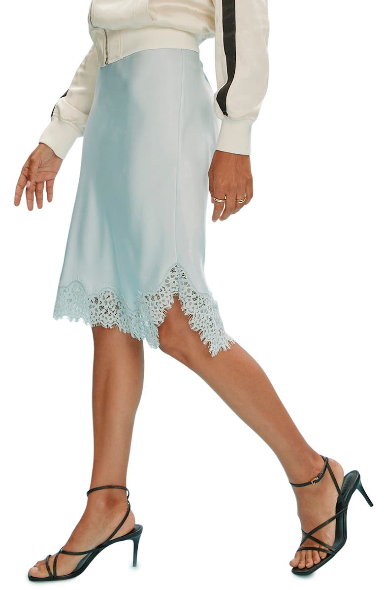 Sanctuary Effortless Lace Trim Slip Skirt, Alternate, color, Blue Aura