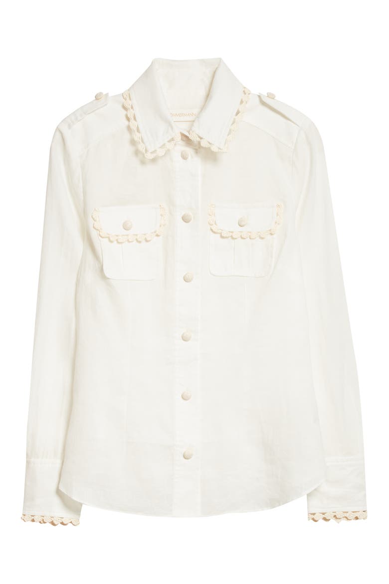 Postcard Crochet Trim Blouse, Alternate, color, IVORY