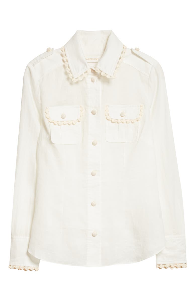 Zimmermann Postcard Crochet Trim Blouse, Alternate, color, 