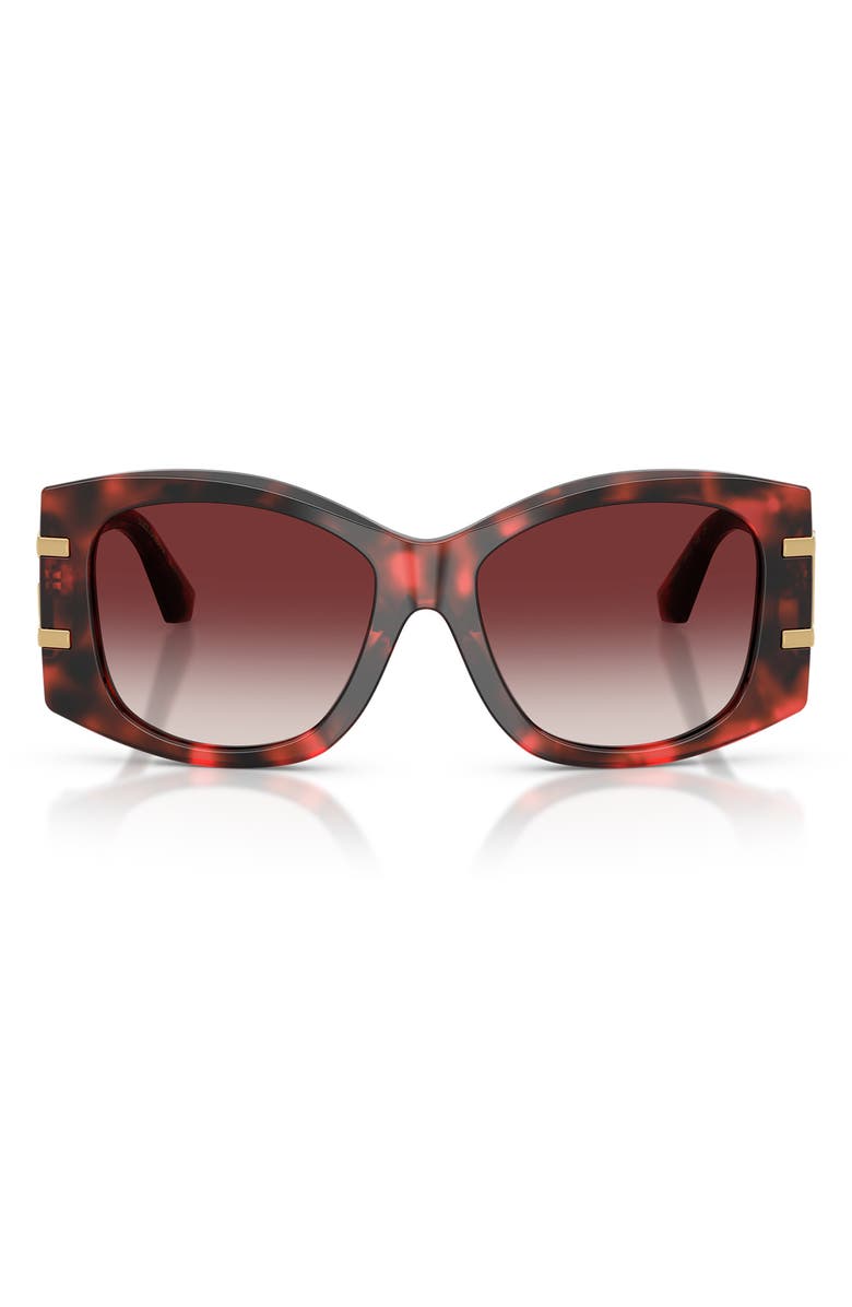 Dolce&Gabbana 54mm Gradient Butterfly Sunglasses, Main, color, Red Havana / Dark Brandy