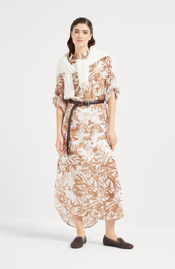Brunello Cucinelli Herbarium Print chemisier dress | Nordstrom