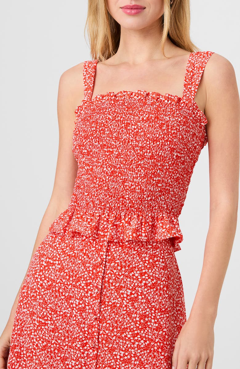 French Connection Mad Crepe Smocked Tank, Main, color, Candied Apple