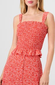 French Connection Mad Crepe Smocked Tank