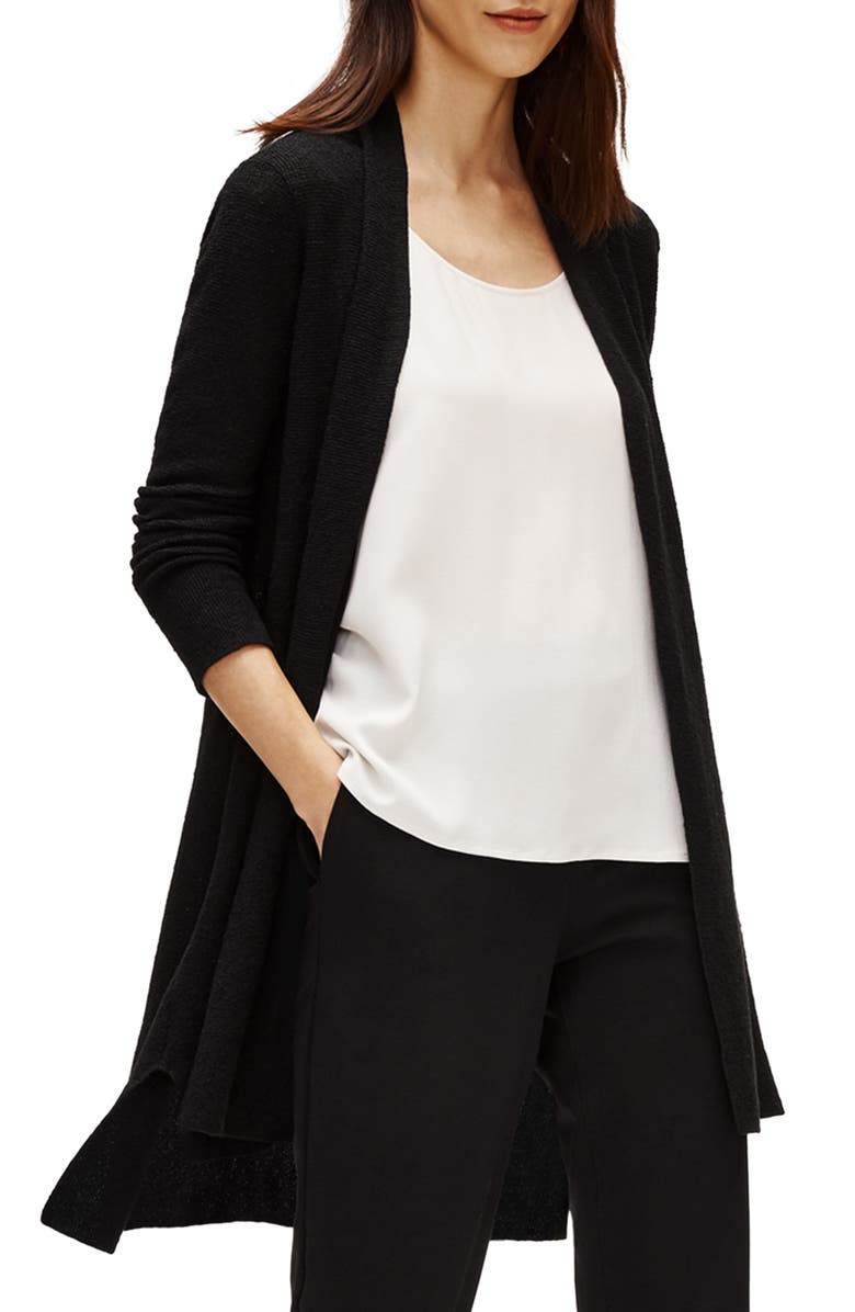Eileen Fisher Organic Linen Blend Long Cardigan, Main, color, 