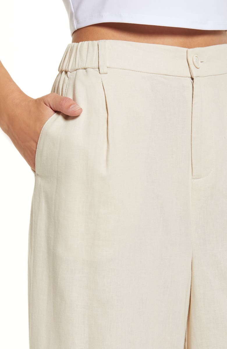 Open Edit Wide Leg Linen Blend Pants, Alternate, color,
