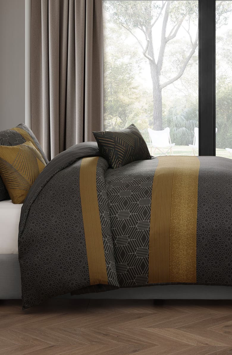 Bebejan Golden Hex Reversible 5-Piece Comforter Set, Alternate, color, Grey