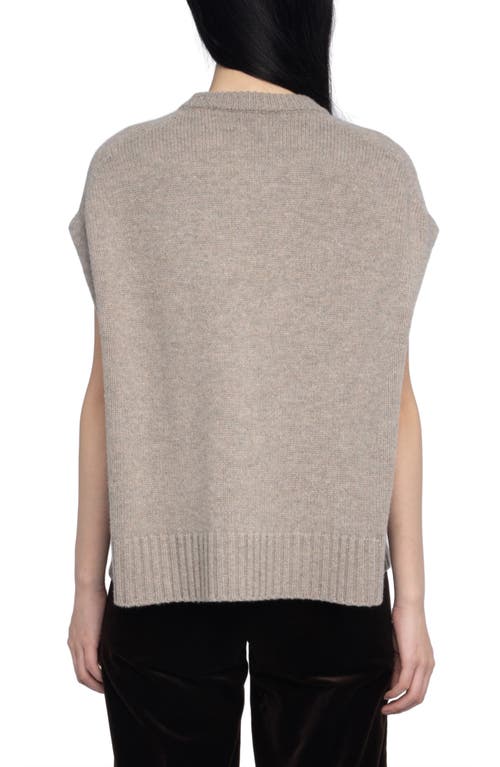Zadig & Voltaire Womens Avoine Contrast-edge Relaxed-fit Sleeveless Wool And Cashmere-blend Jumper In Gray