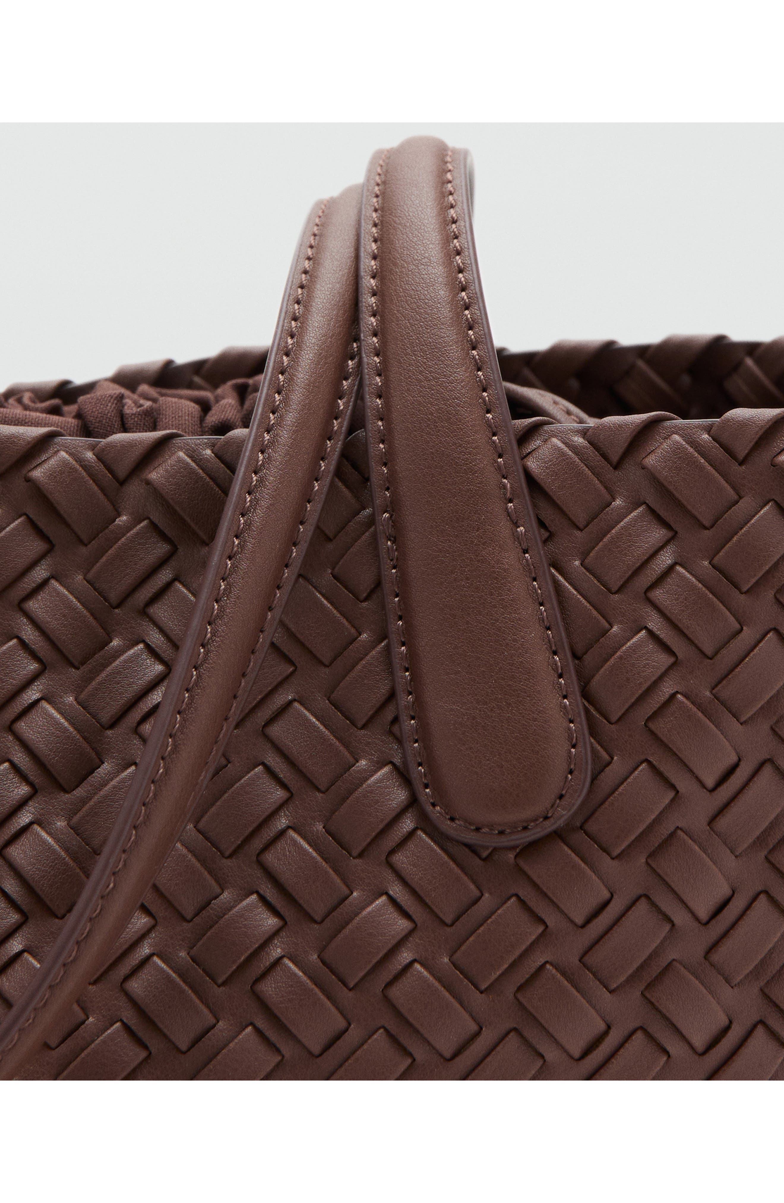 Braided Faux Leather Tote Bag, Alternate, color, BROWN