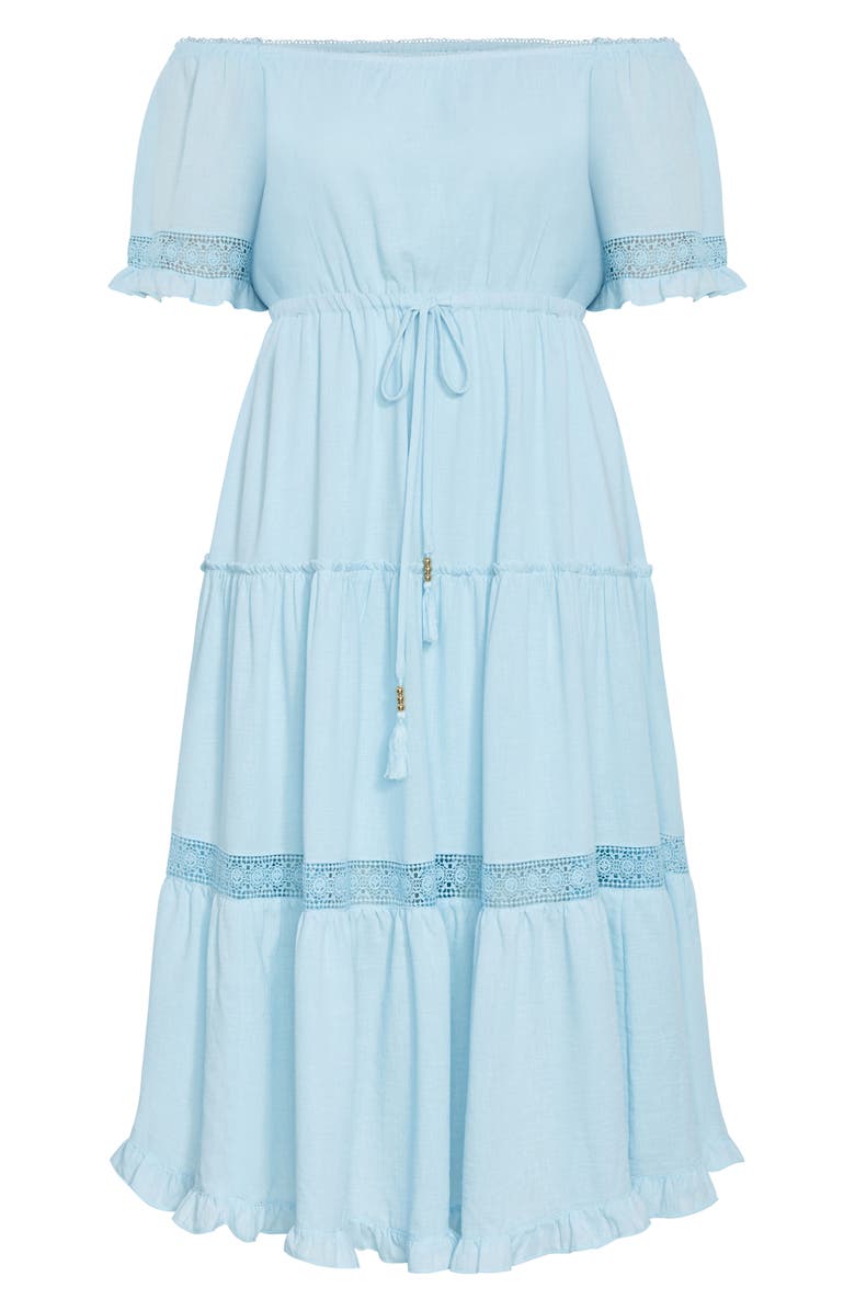 City Chic Angel Embroidery Detail Midi Dress, Alternate, color, Ice Blue