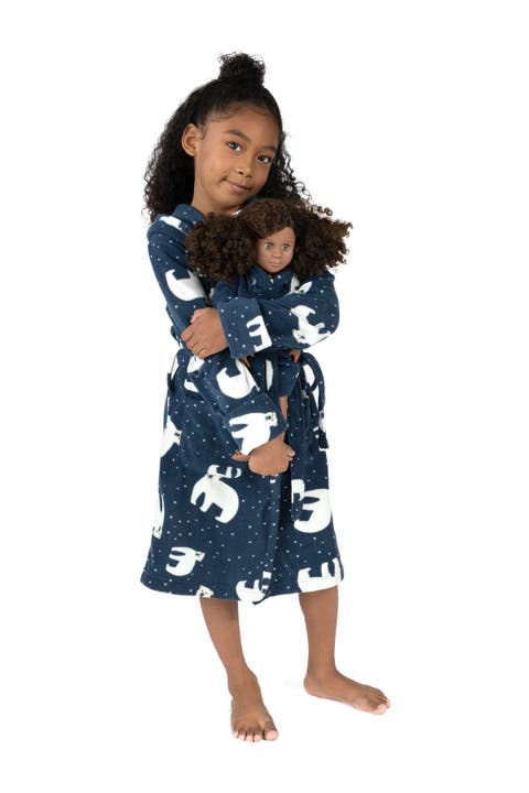 Girls Fleece Hooded Robe with Matching Doll Robe