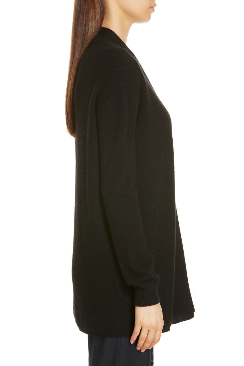 Chevron Cashmere Cardigan, Alternate, color, BLACK