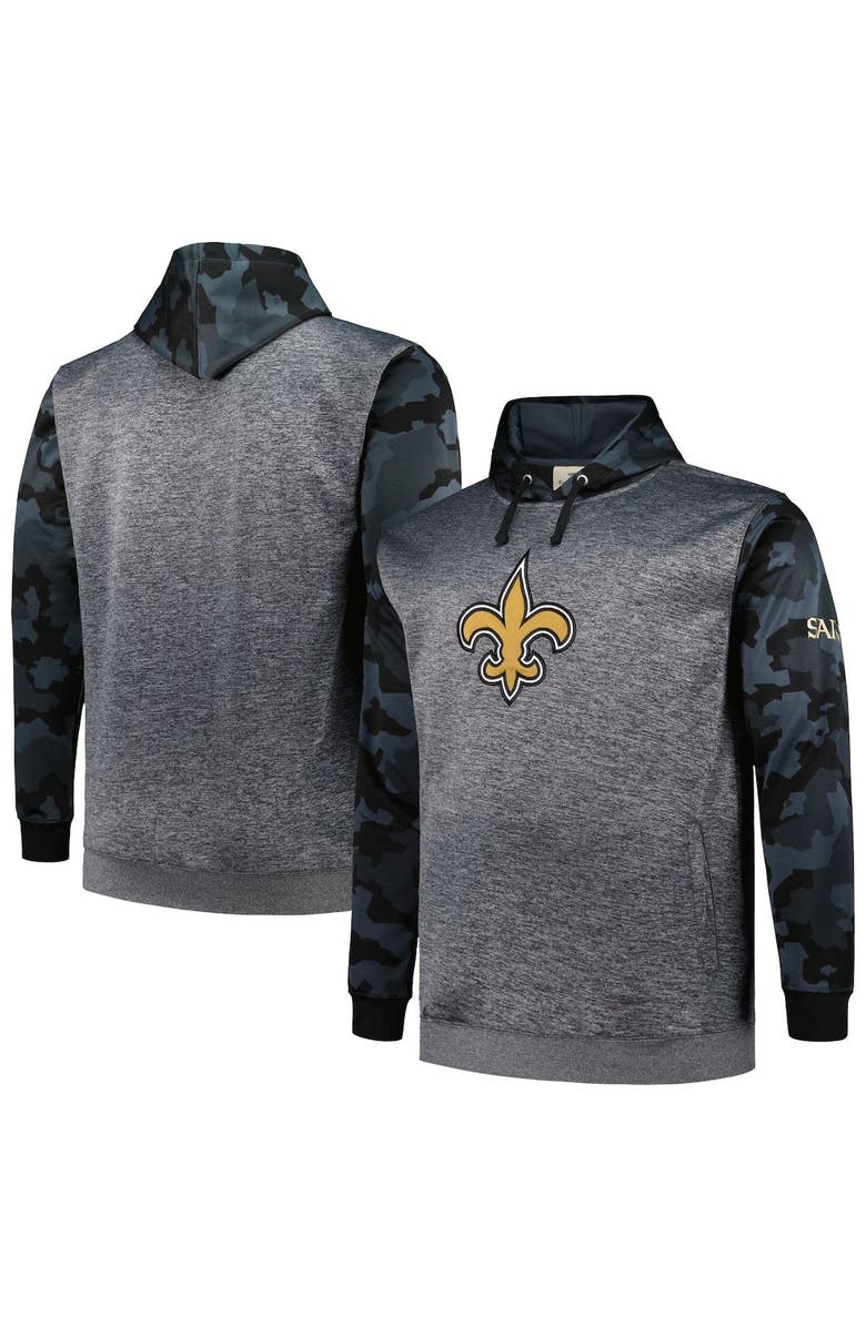FANATICS Men's Fanatics Branded Heather Charcoal New Orleans Saints Big & Tall Camo Pullover Hoodie, Main, color, Heather Charcoal