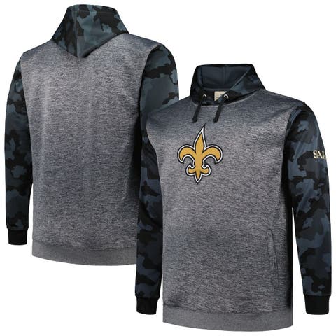 Men's Fanatics Branded Heather Charcoal New Orleans Saints Big & Tall Camo Pullover Hoodie