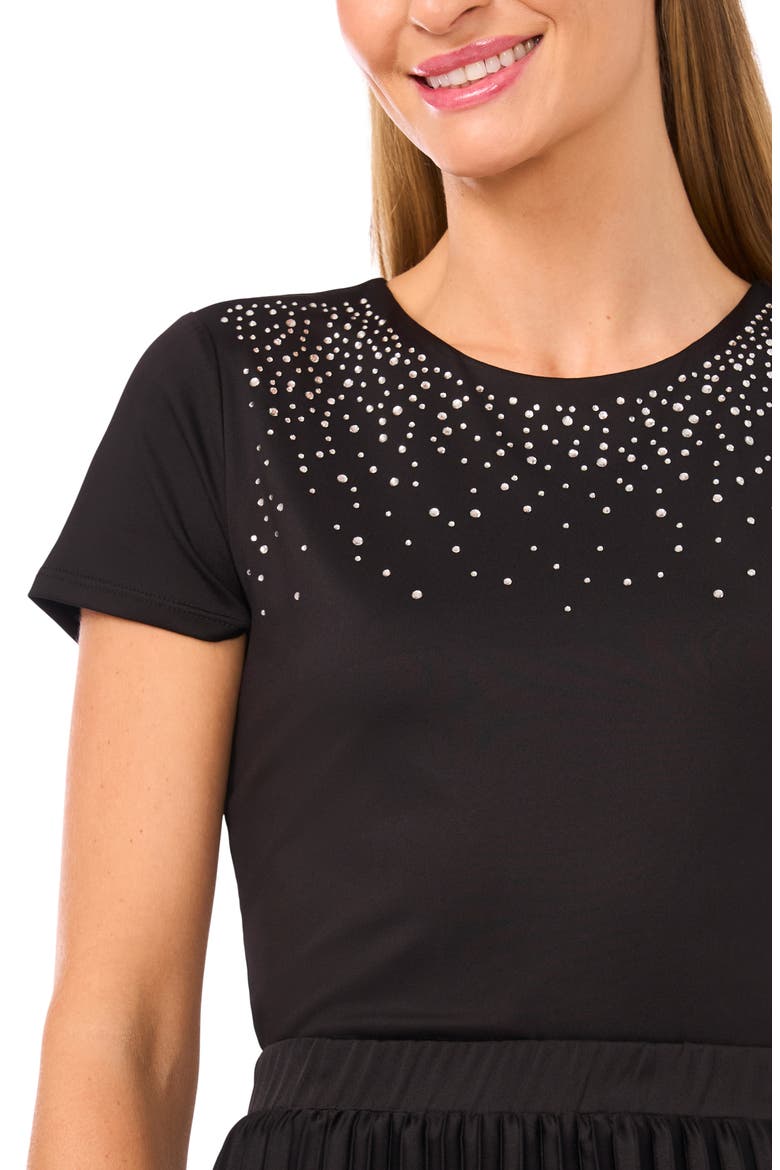 Rhinestone Compression T-Shirt, Alternate, color, BLACK/ SILVER