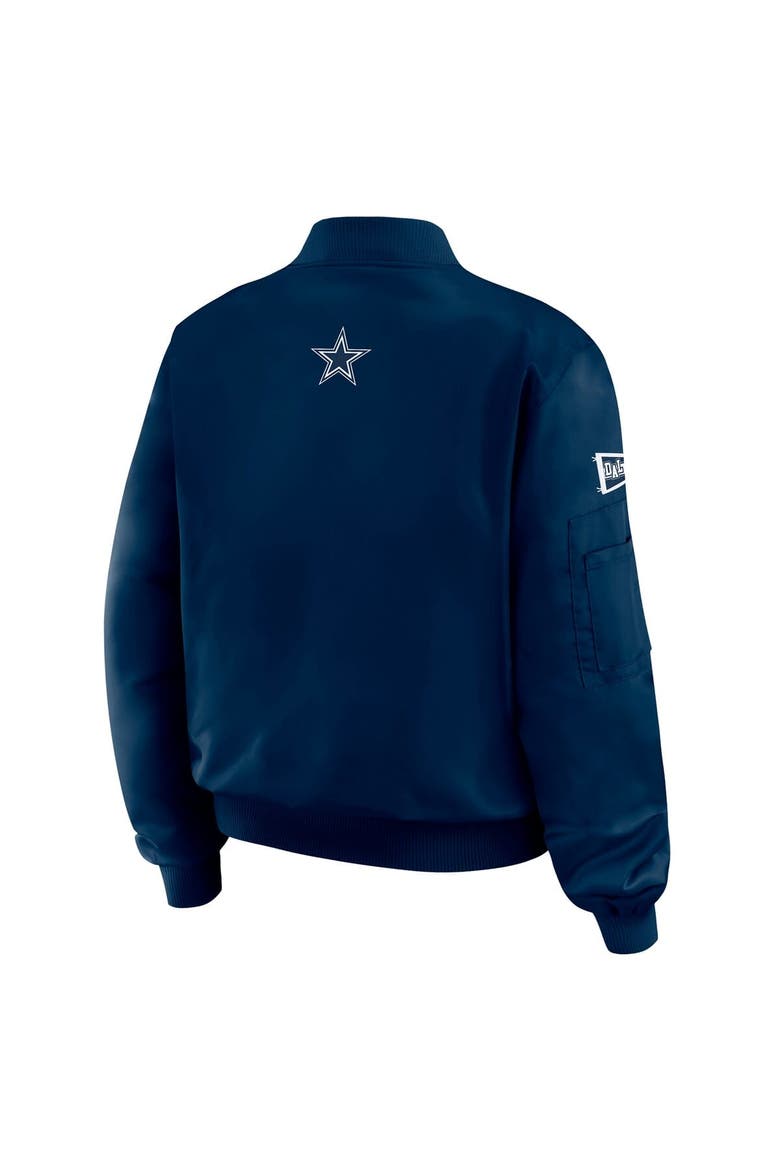 Women's WEAR by Erin Andrews Navy Dallas Cowboys Patch Full-Zip Bomber Jacket, Alternate, color, Navy