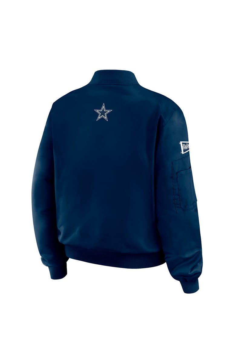 WEAR by Erin Andrews Women's WEAR by Erin Andrews Navy Dallas Cowboys Patch Full-Zip Bomber Jacket, Alternate, color, Navy