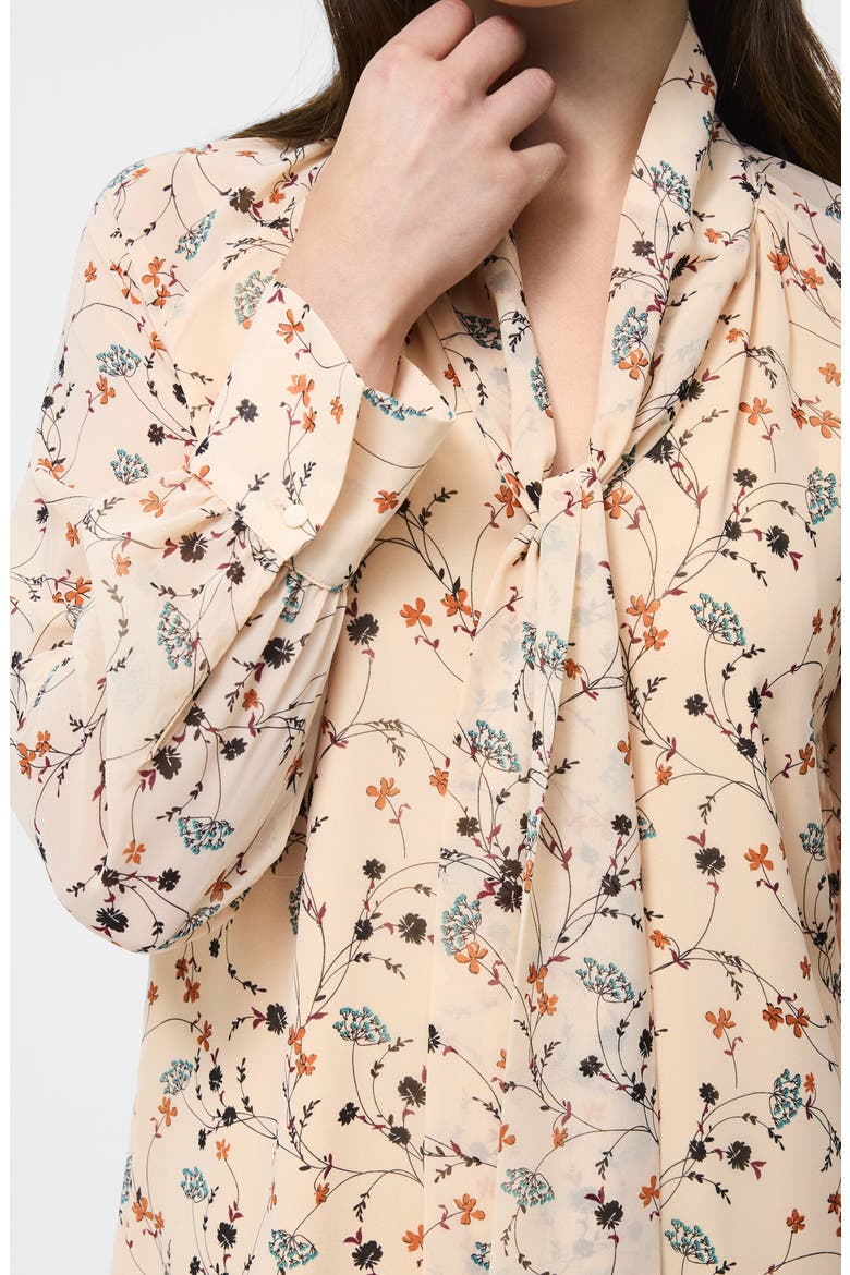 Leithia Floral Chiffon Tie Neck Top, Alternate, color, BISQUE MULTI