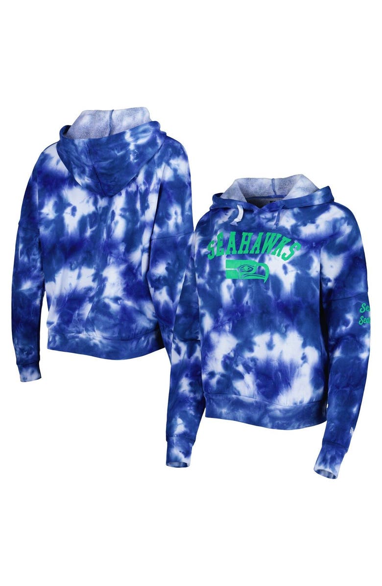New Era Women's New Era Royal Seattle Seahawks Cloud Dye Fleece Pullover Hoodie, Main, color, Royal
