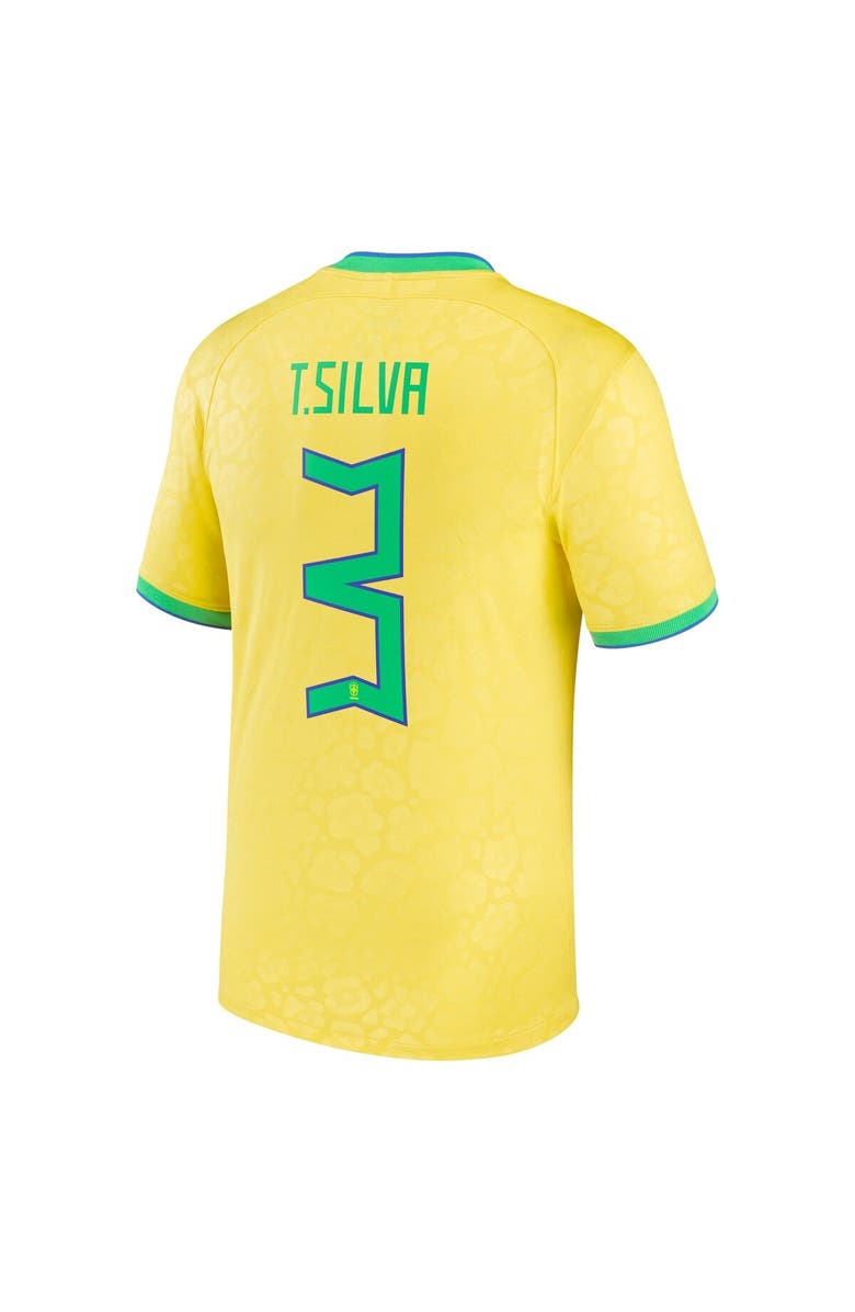 Nike Men's Nike Thiago Silva Yellow Brazil National Team 2022/23 Replica Home Jersey, Alternate, color, 