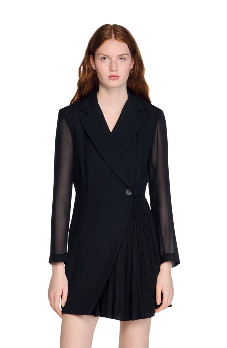 SANDRO Wraparound dress, Main, color, Black