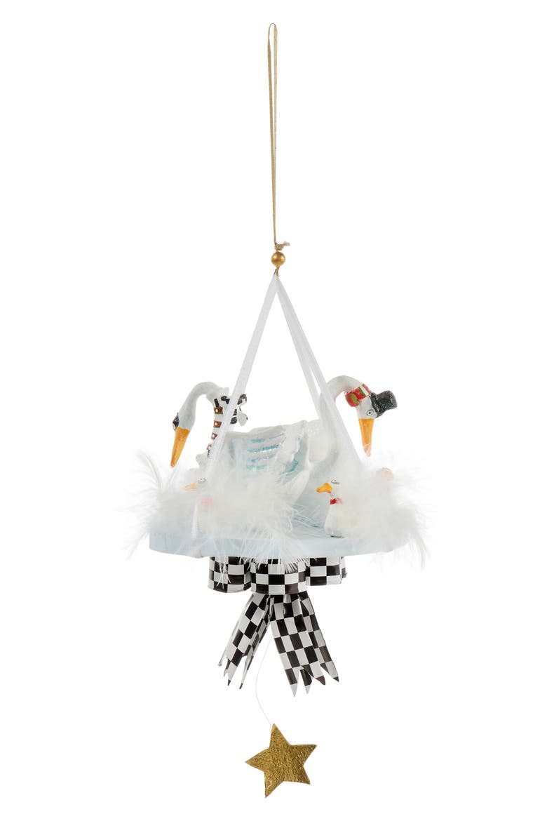 Patience Brewster 12 Days Seven Swans Swimming Ornament, Alternate, color, WHITE