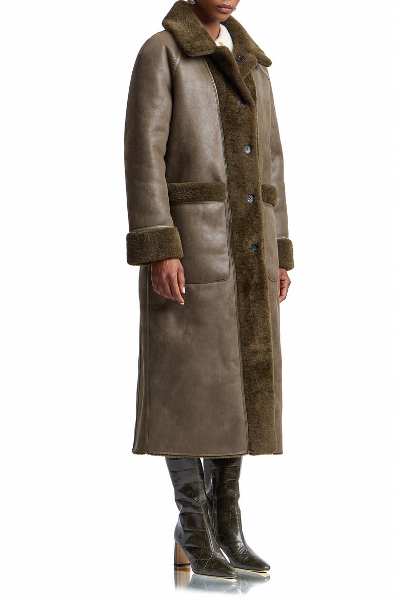Reversible Faux Fur Maxi Coat, Alternate, color, DARK OLIVE