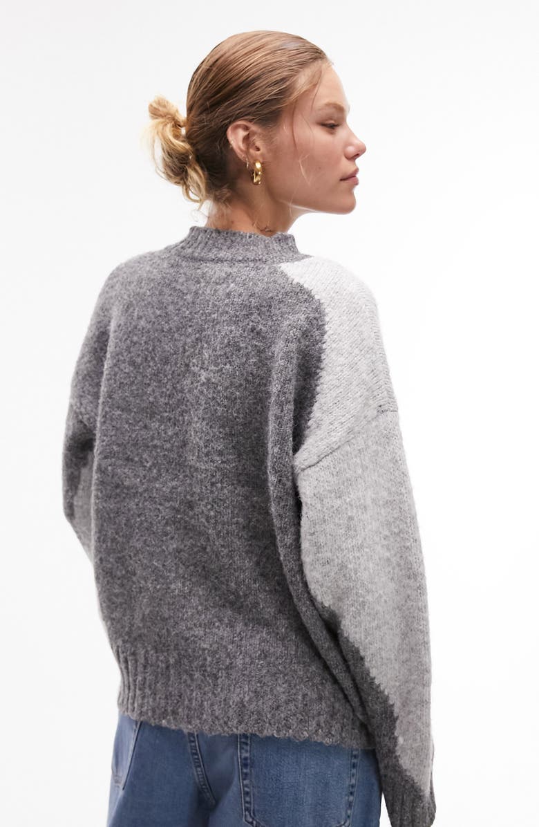 Topshop Fluffy Colorblock Sweater, Alternate, color, 