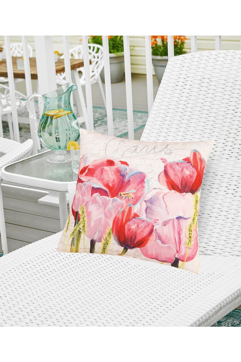 Tulips Garden "Paris" Indoor/Outdoor Accent Pillow 18" x 18", Alternate, color, Pink
