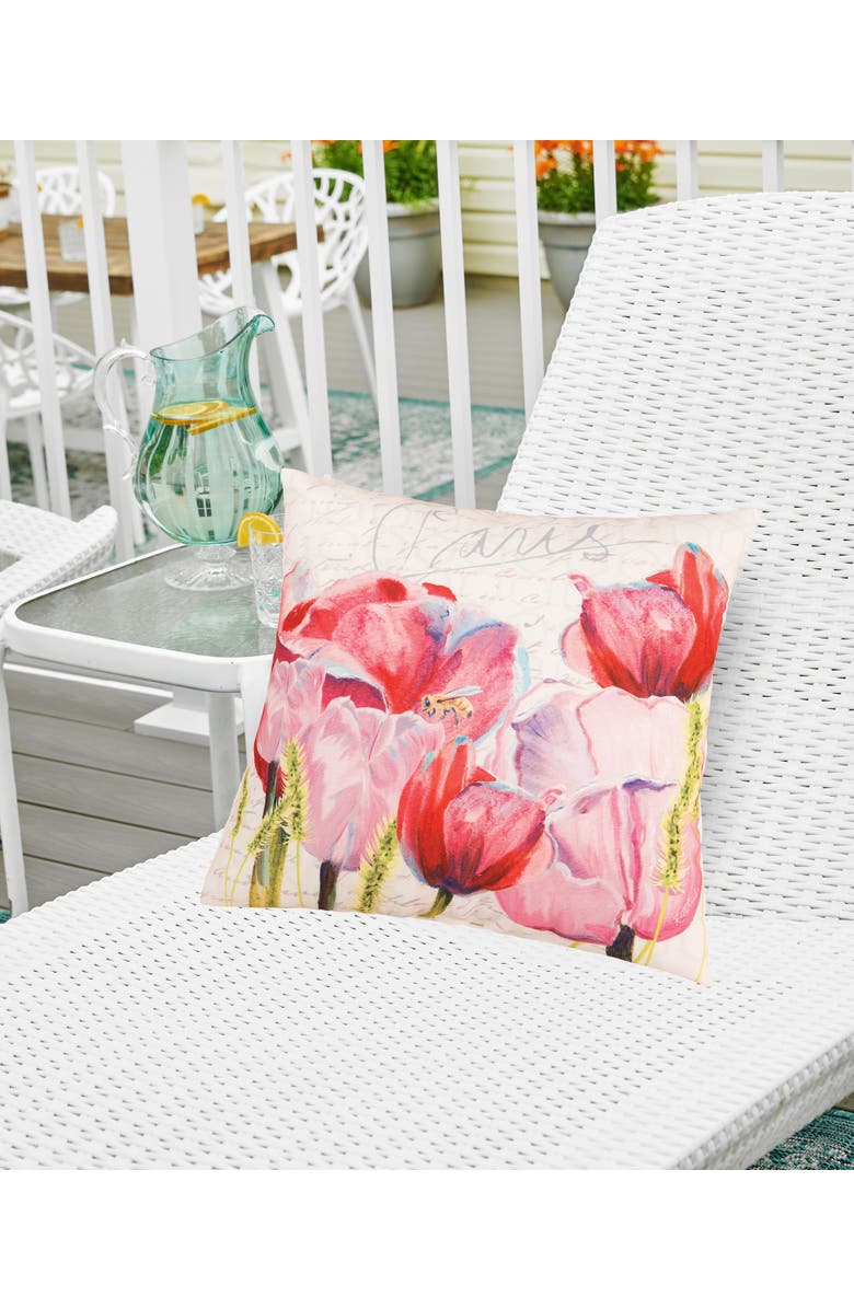 C&F Home Tulips Garden "Paris" Indoor/Outdoor Accent Pillow 18" x 18", Alternate, color, Pink
