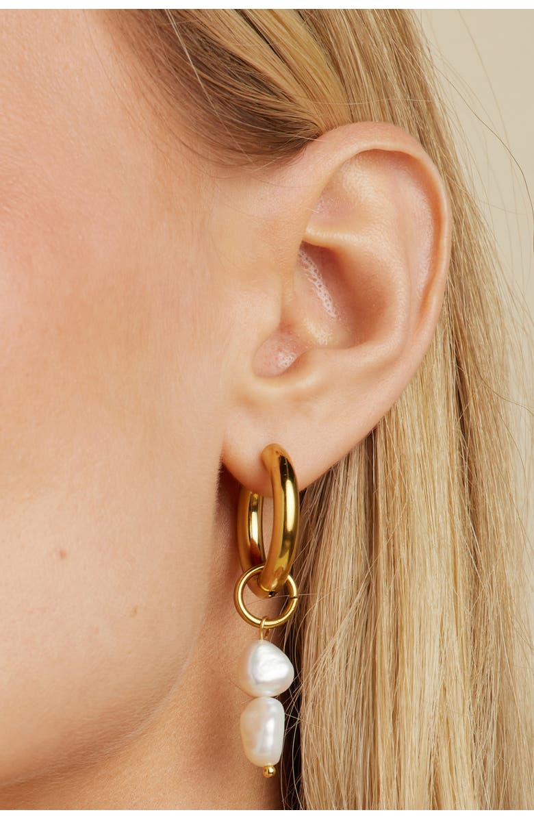 Untamed Petals Zuma Freshwater Pearl Hoops, Alternate, color, Gold