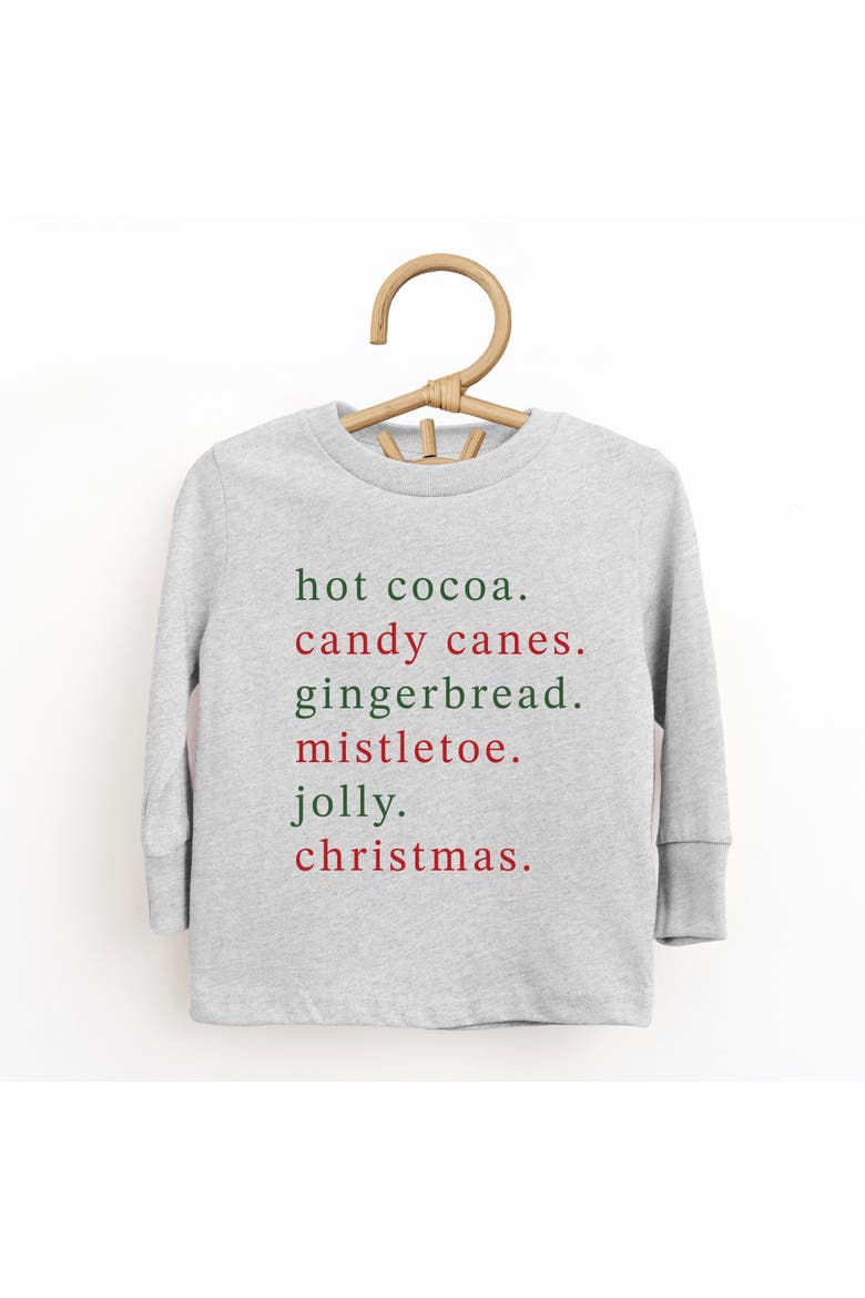 Christmas Words Typewriter Long Sleeve Tee Toddler, Alternate, color, Heather Grey