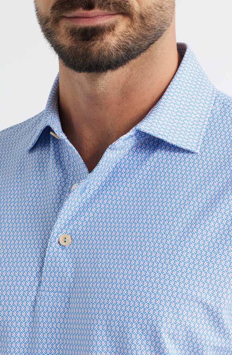 Peter Millar Taza Geo Print Performance Piqué Polo, Alternate, color, Evening Tide