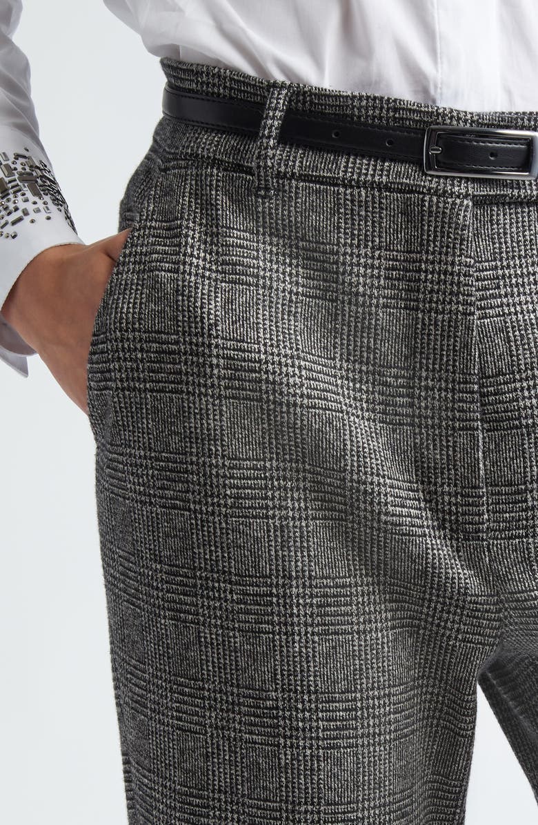 Max Mara Studio Gerico Slim Fit Belted Check Trousers, Alternate, color,