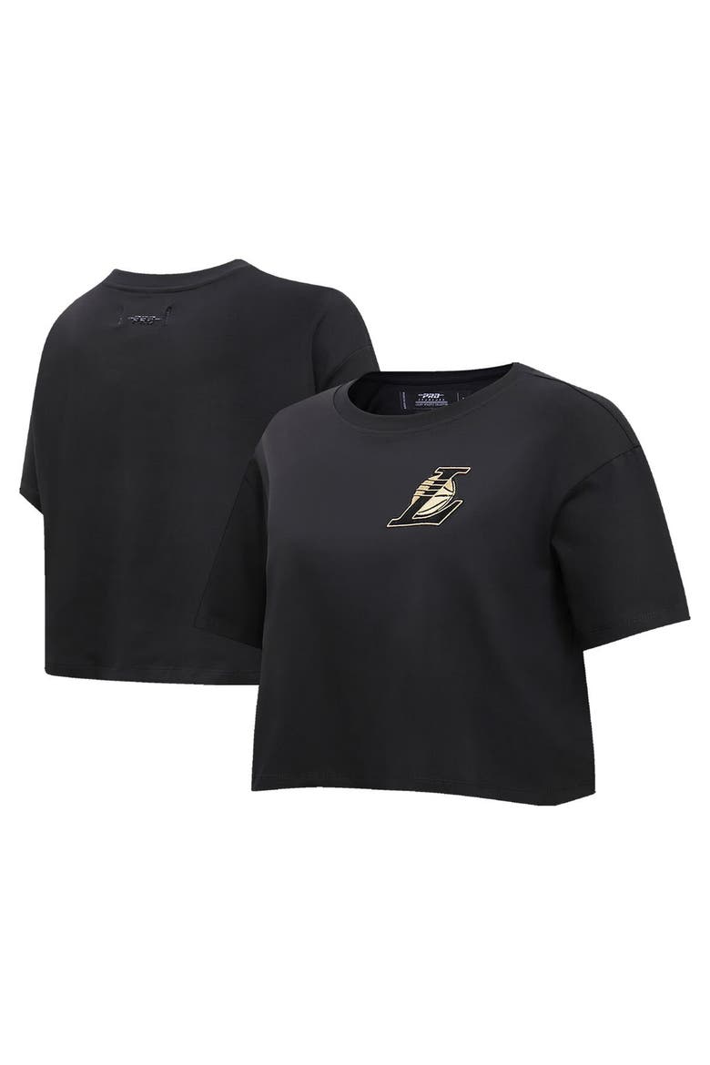 Women's Pro Standard Black Los Angeles Lakers Holiday Glam Boxy T-Shirt, Alternate, color, Black